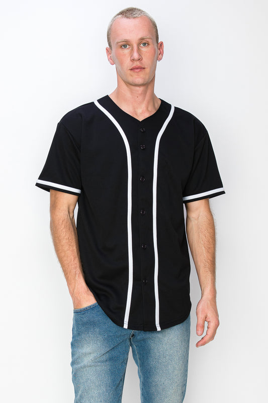 Men's Solid Colors Baseball Jersey With Piping