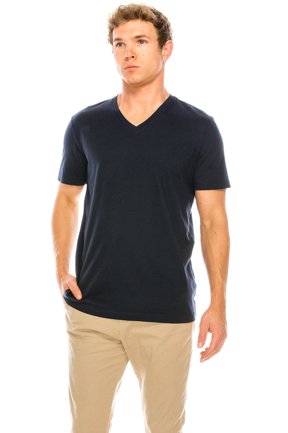 Men's Essential Cotton V-Neck T-Shirt by YURO-K