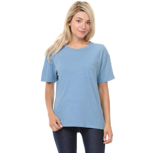 Relaxed Fit Crew Neck T-Shirt with Pocket
