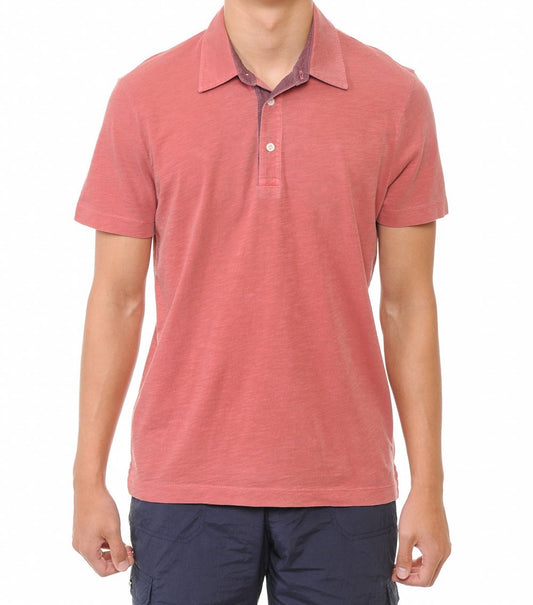 Garment-Dyed Slub Cotton Polo T-Shirt